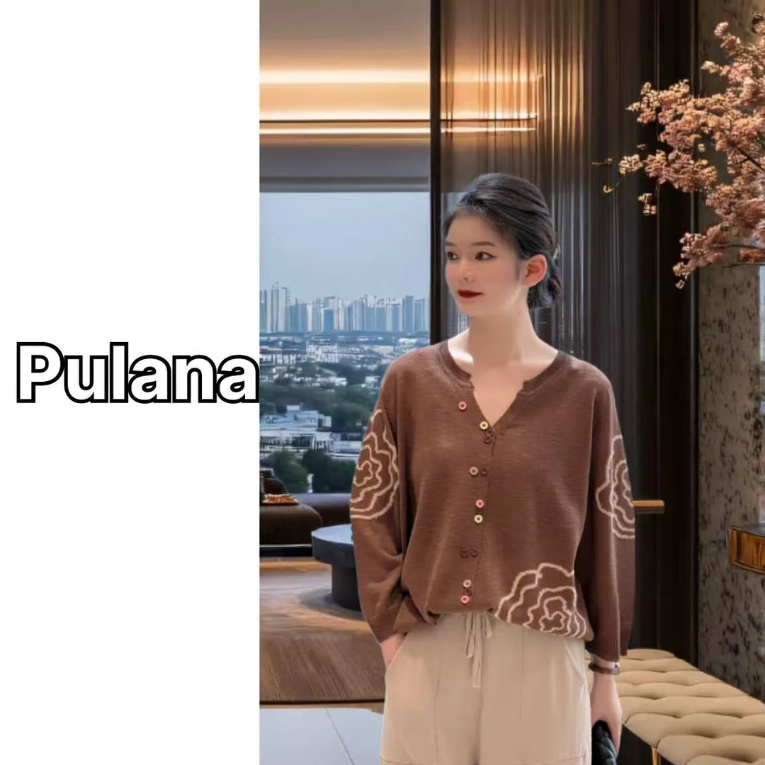 345 夏季新款减龄设计师纯色山茶花百搭休闲气质款针织衫