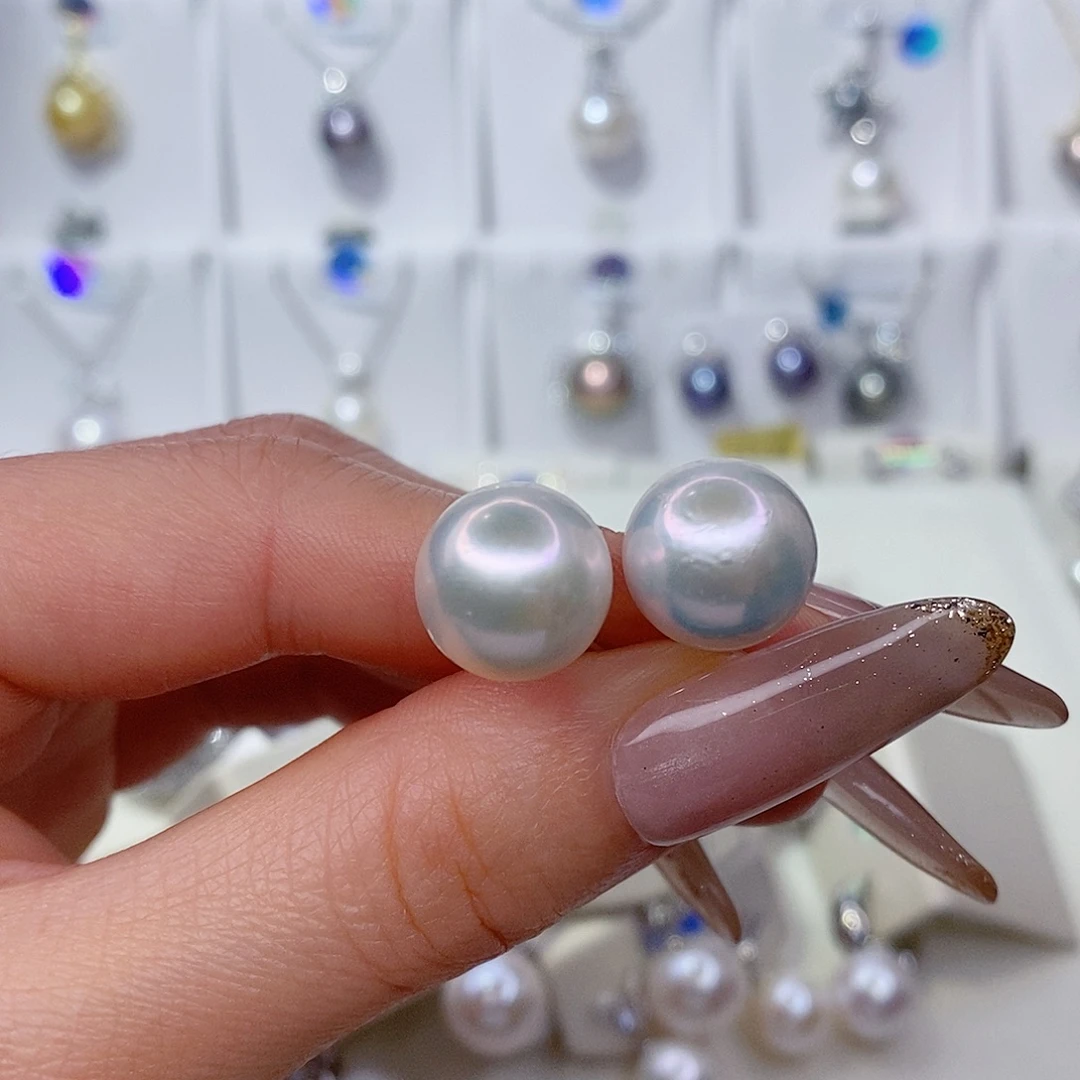 银S925镶嵌耳饰淡水珍珠12➕