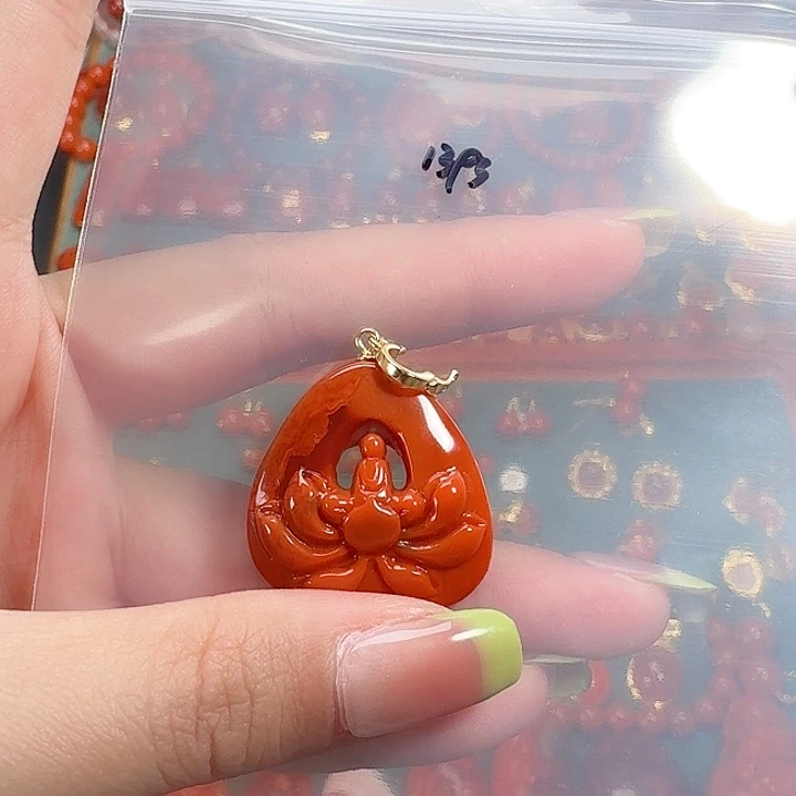 南红玛瑙银S925镶嵌吊坠