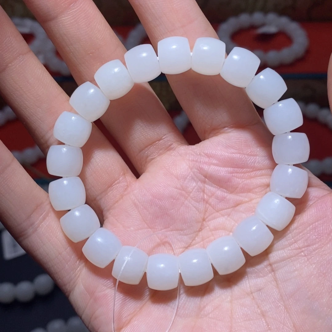 和田玉未镶嵌手串卡10直切