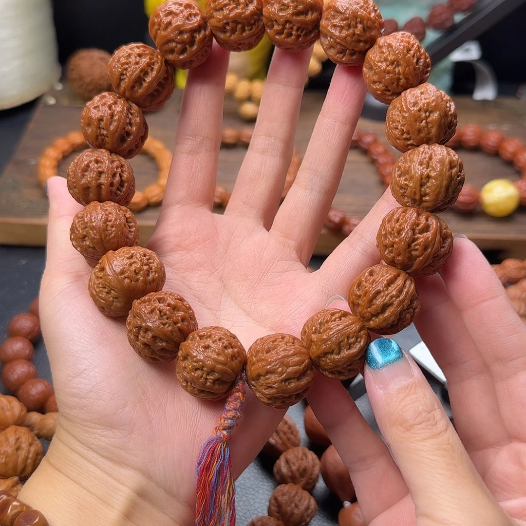 桃核手串深纹大肚磨盘手持