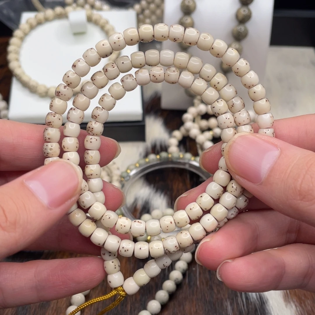 吊坠星月菩提骨瓷白骨珠6