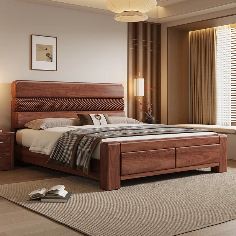 黑胡桃木实木榫卯床中式风格1.8*2.0米家用卧室风格双人床主卧室