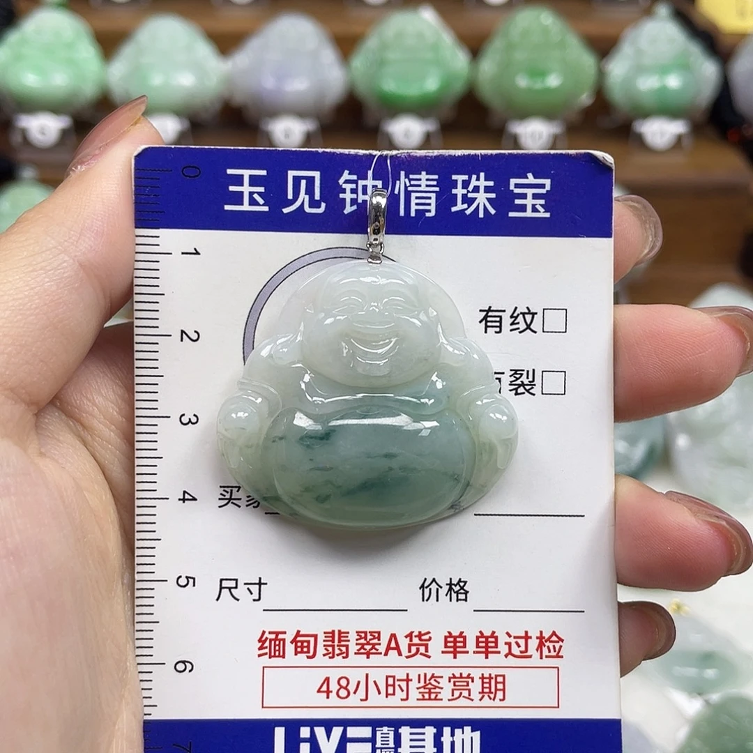翡翠银S925镶嵌颈饰佛公