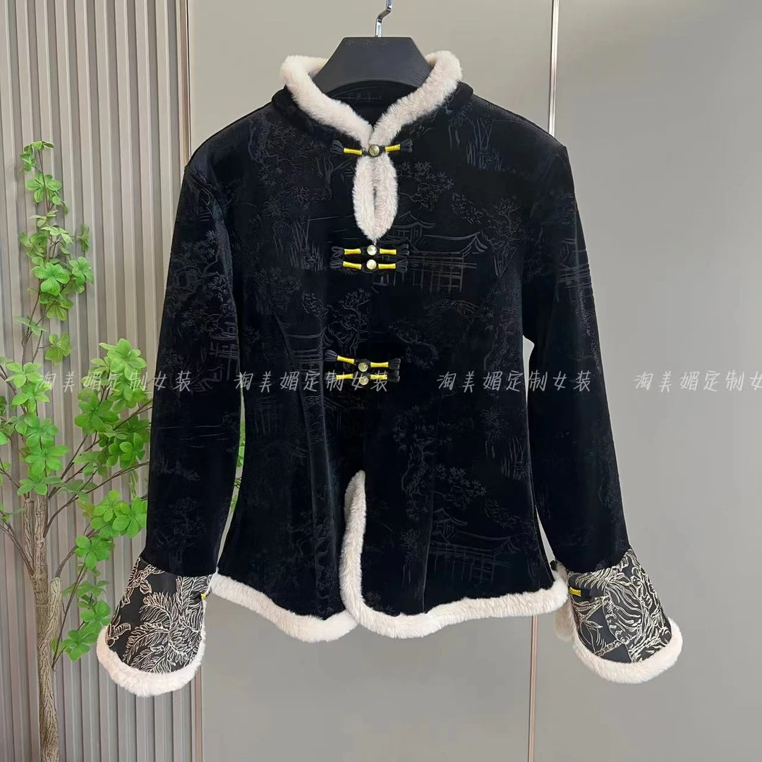 1230新款复古中国风新中式高级感加绒秋冬短款女装唐装上衣