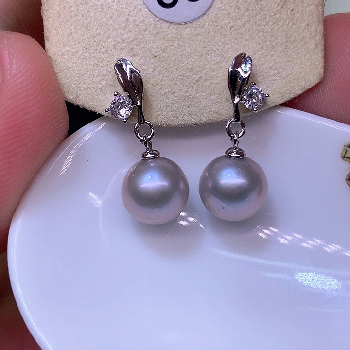 银S925镶嵌耳饰淡水珍珠