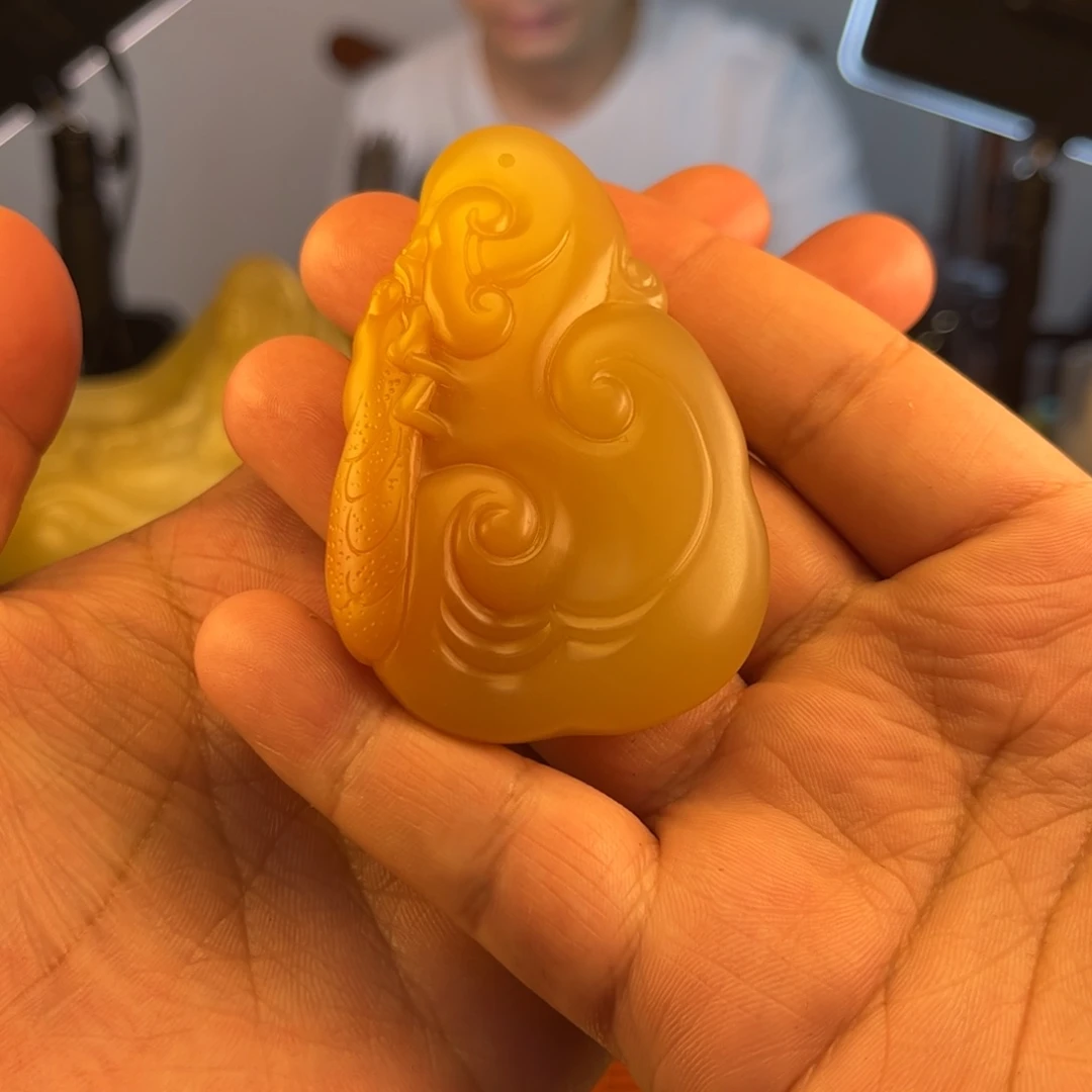 石英质玉黄蜡石手把件未镶嵌繁***1