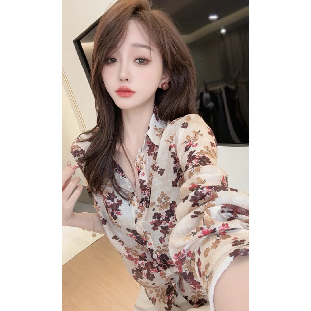 【CHEN】港风气质设计感碎花小衫女人味显白显瘦长袖衬衫25021603