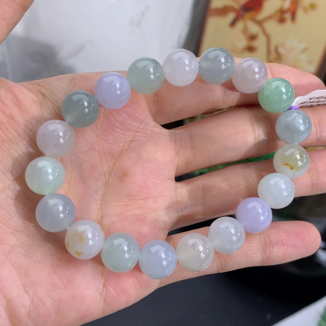 翡翠未镶嵌手串卡10胶润马卡龙手串