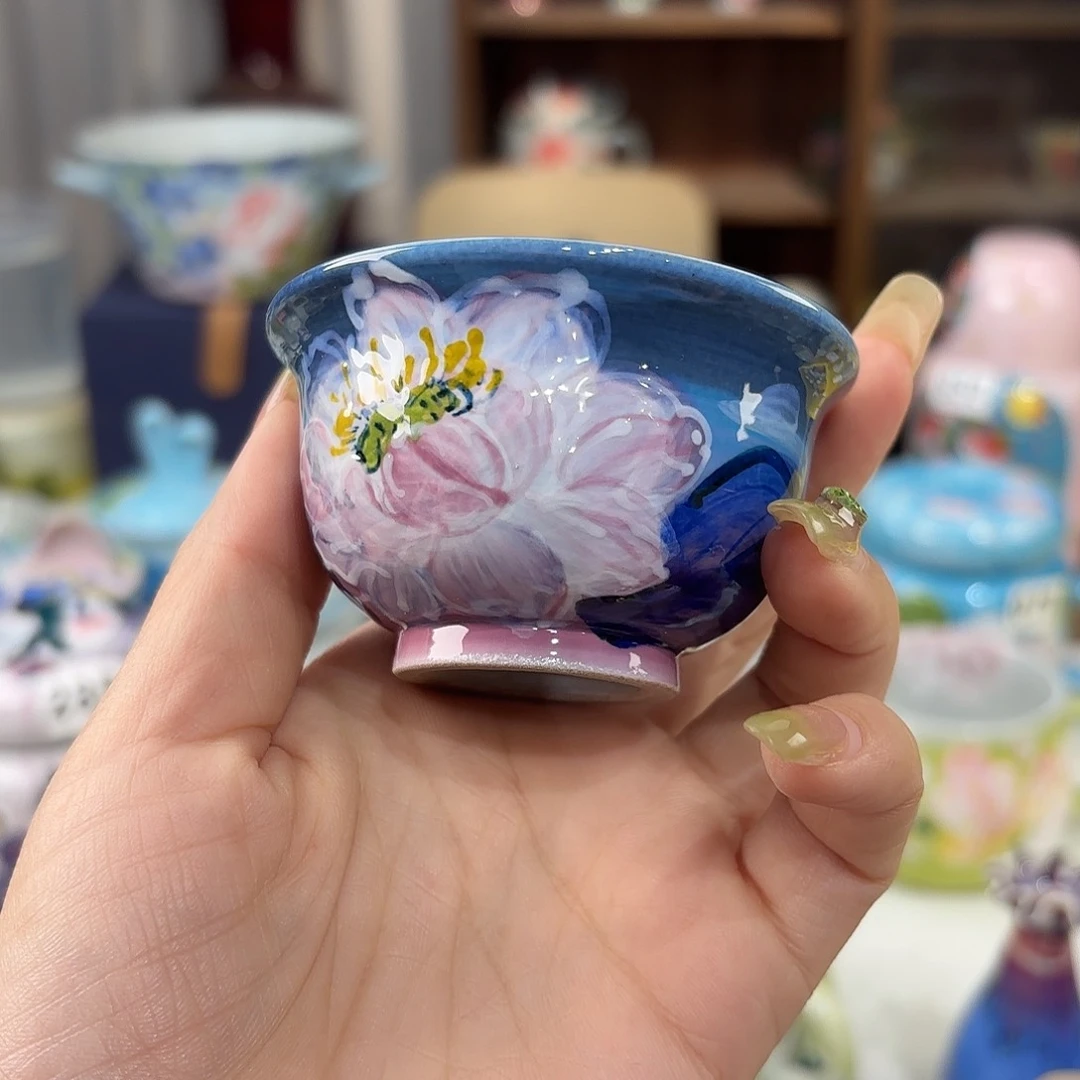 景德镇手绘高温釉下彩陶瓷茶具