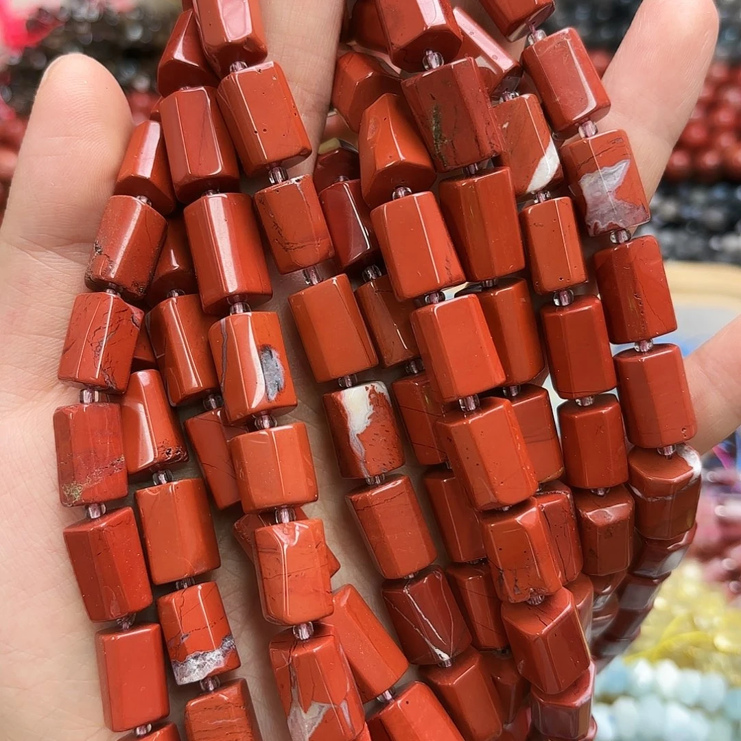 未镶嵌玛瑙/玉髓珠宝半成品10×15红石柱子一条