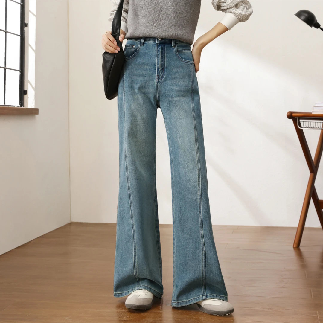 嬉皮少女25春季新款双色爆款时尚显高显瘦摩登微喇裤Y66805XV