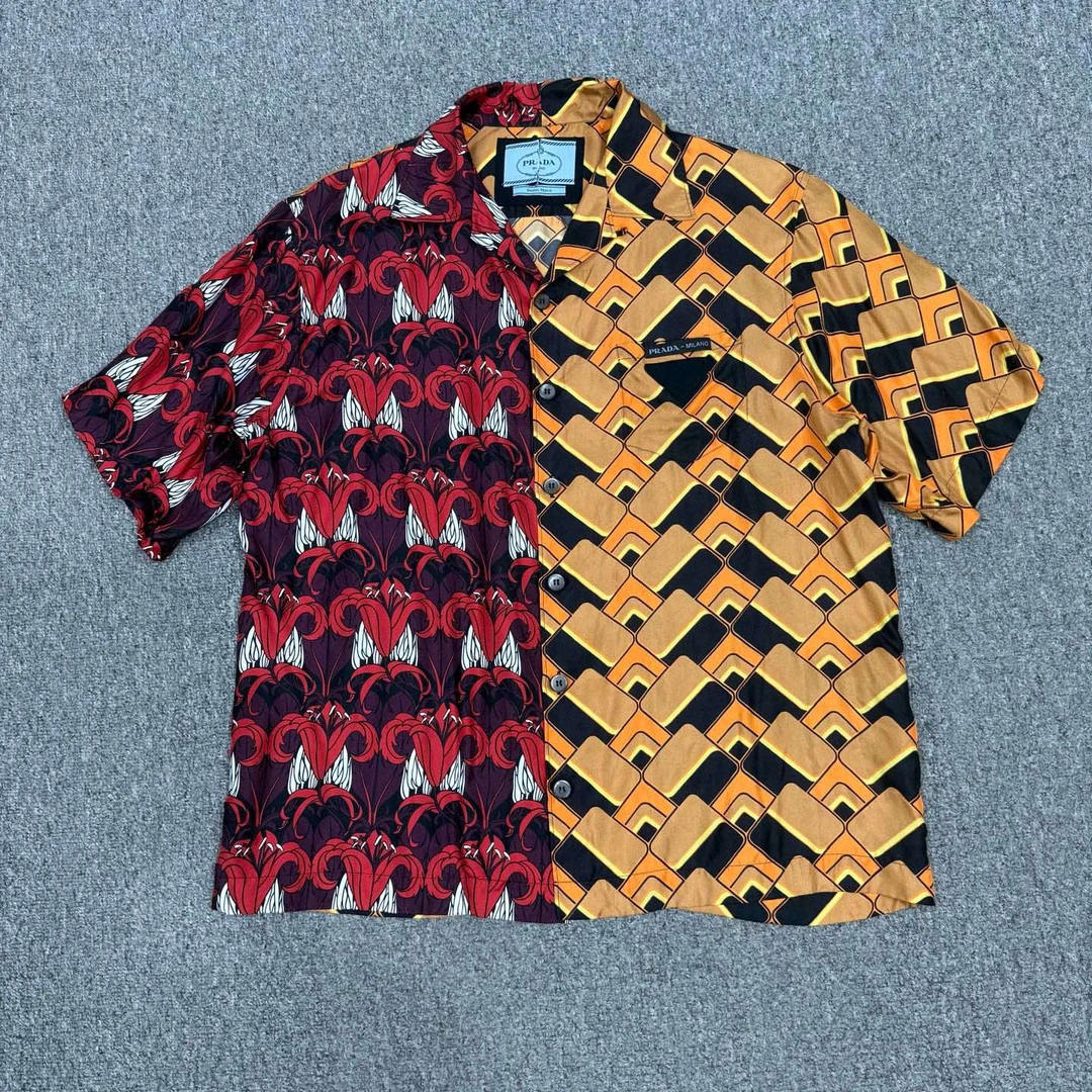 99新 Prada/普拉达 15265783 Prada普拉达 拼接短袖衬衫 M码99新