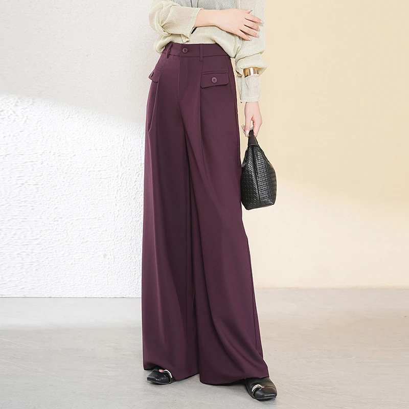 高级感宽松阔腿裤女2025春季新款高腰垂感拖地慵懒风西装裤休闲裤