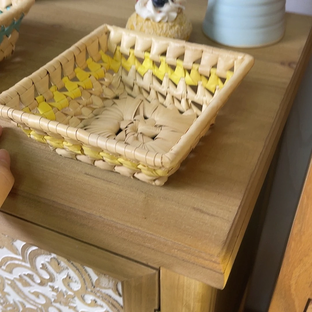 黄色编制收纳小钵11