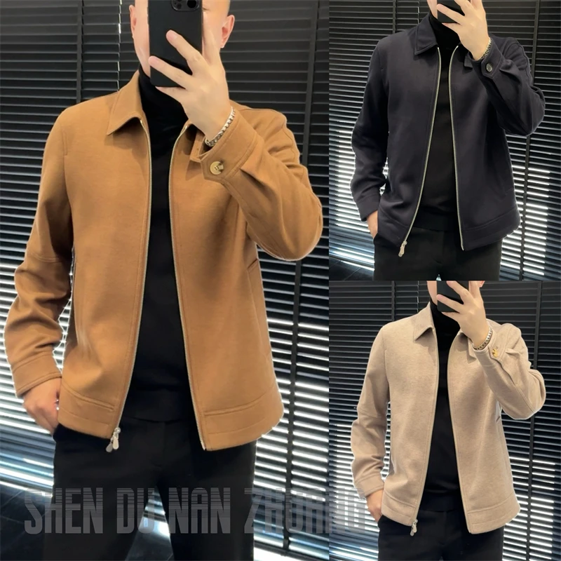 SHEN&DU男装｜“醋酸·羊毛”混纺翻领简约大气翻领夹克外套5538