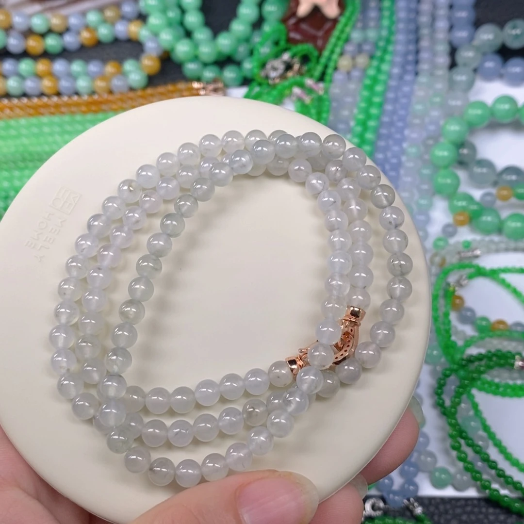 颈饰未镶嵌翡翠缅甸天然翡翠冰种项链6