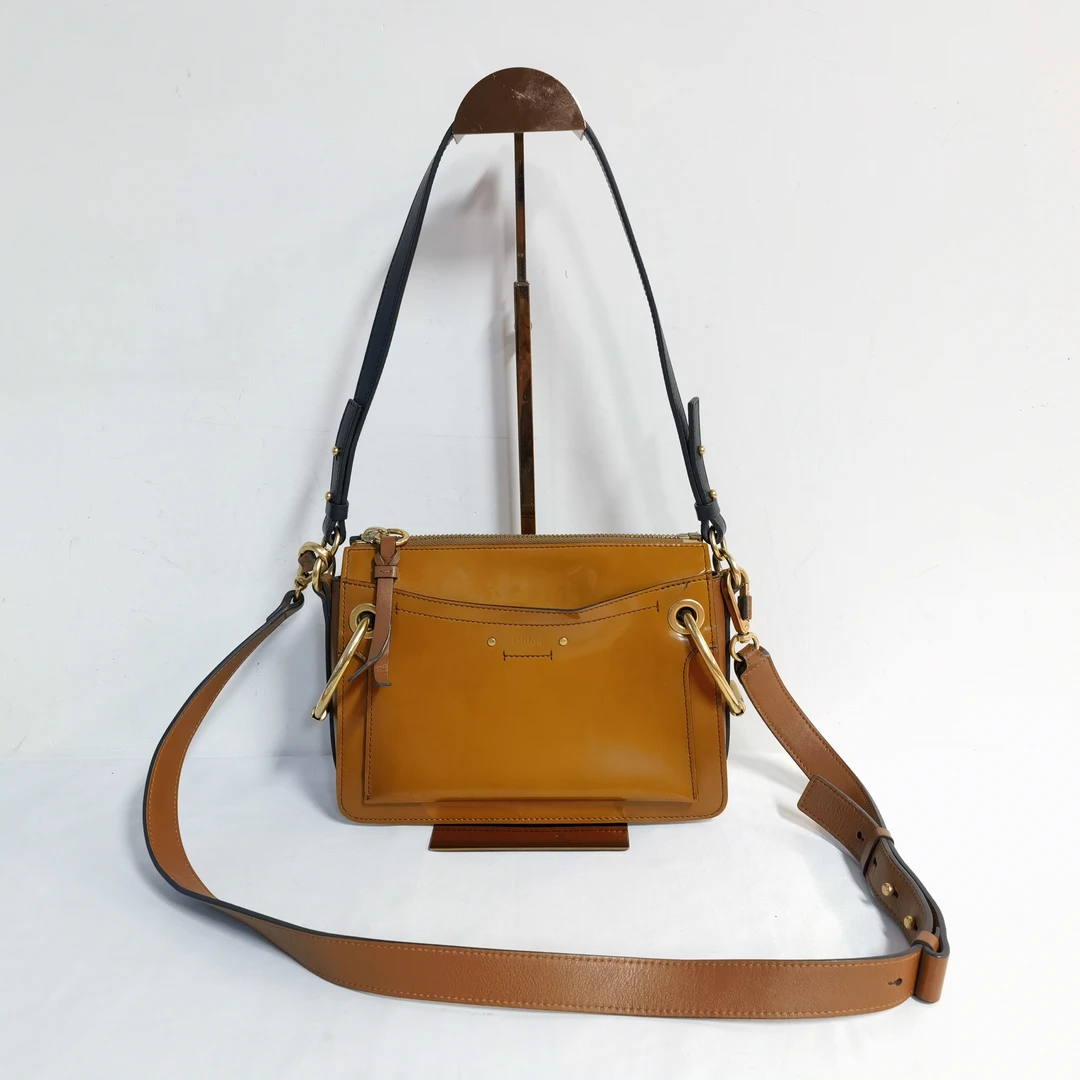 95新 Chloe/蔻依 金棕色漆皮单肩包斜挎包