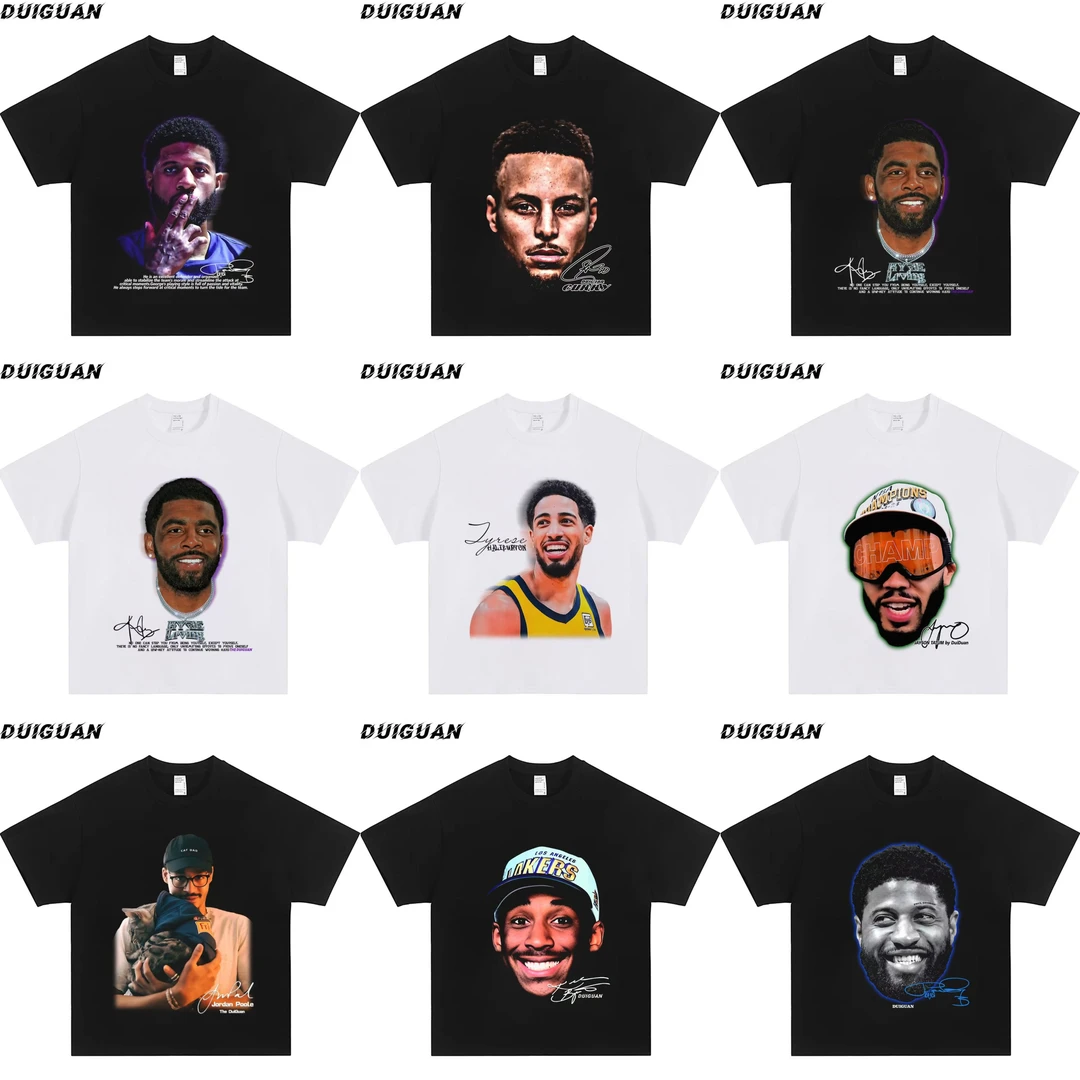 690-707合集球星系列美式潮牌重磅纯棉260g直喷印花篮球夏季短袖T