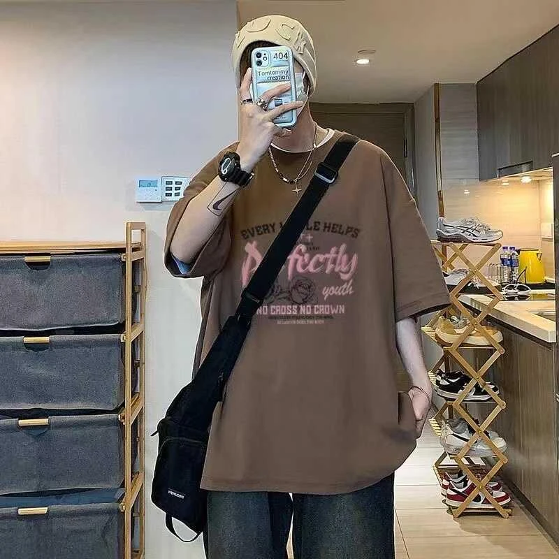 【TQUX港奢男装】夏季品质透气短袖t恤男生ins潮牌美式街头宽松青