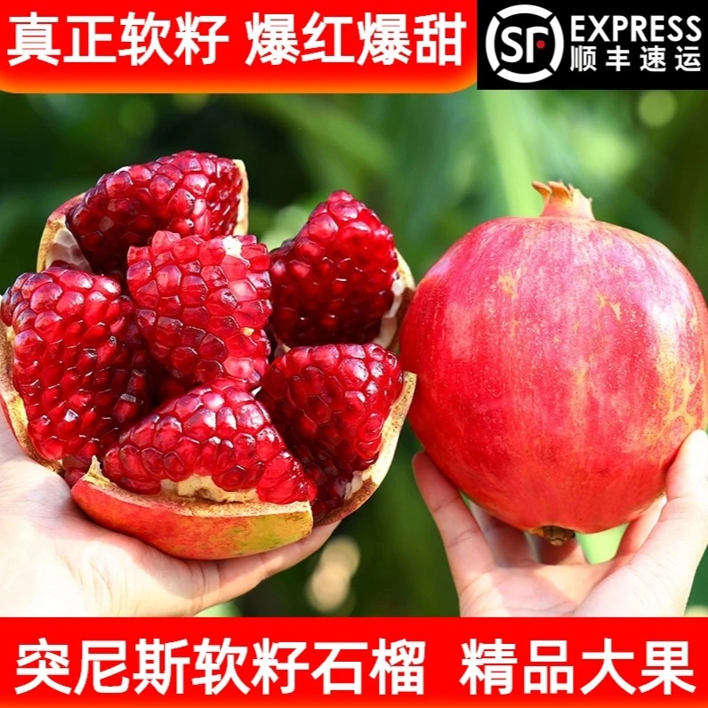 顺丰速发四川会理石榴突尼斯软籽石榴无籽无核红石榴新鲜应季水果