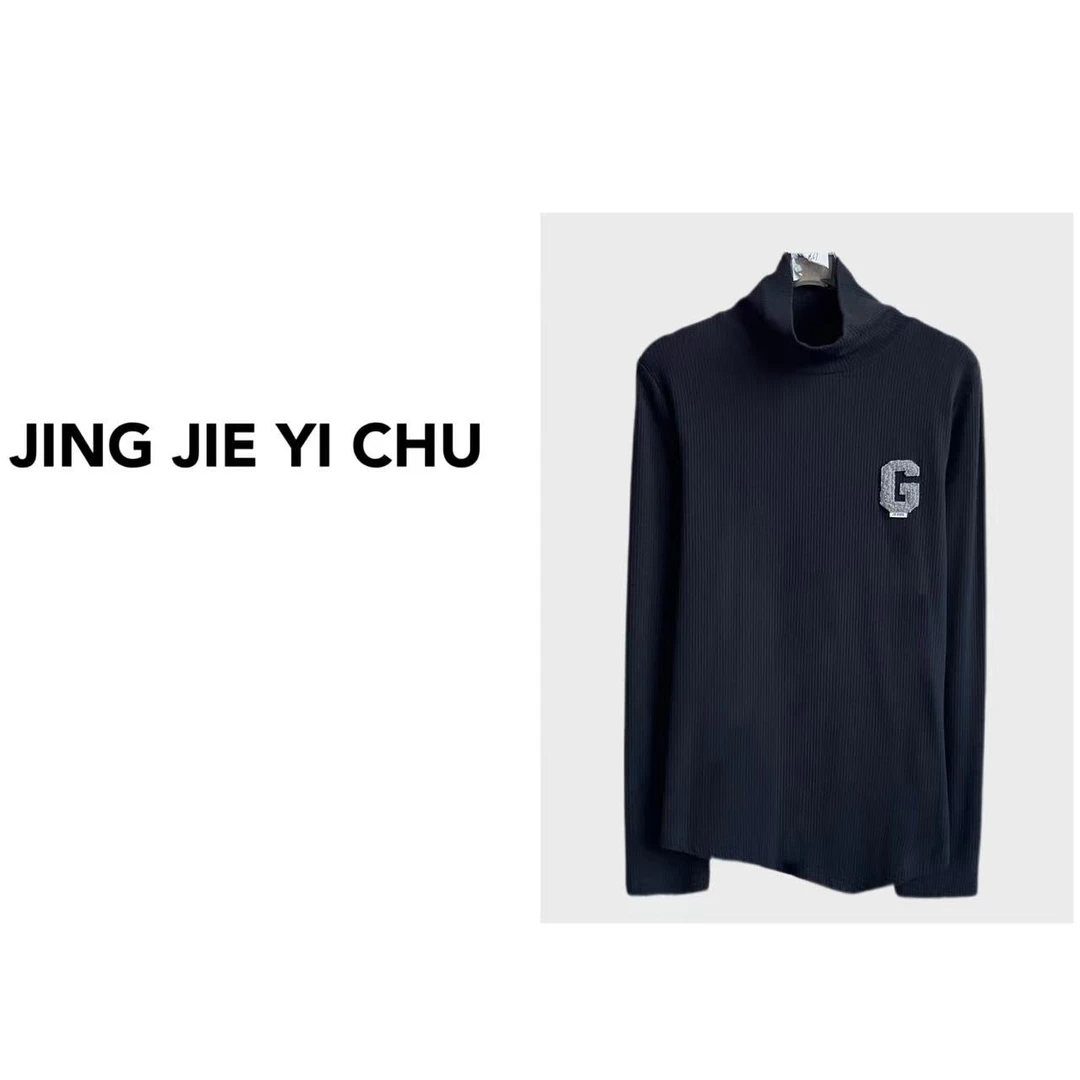 静姐【多年以来】年货半高领上档次长袖字母休闲打底时尚上衣LJ-70