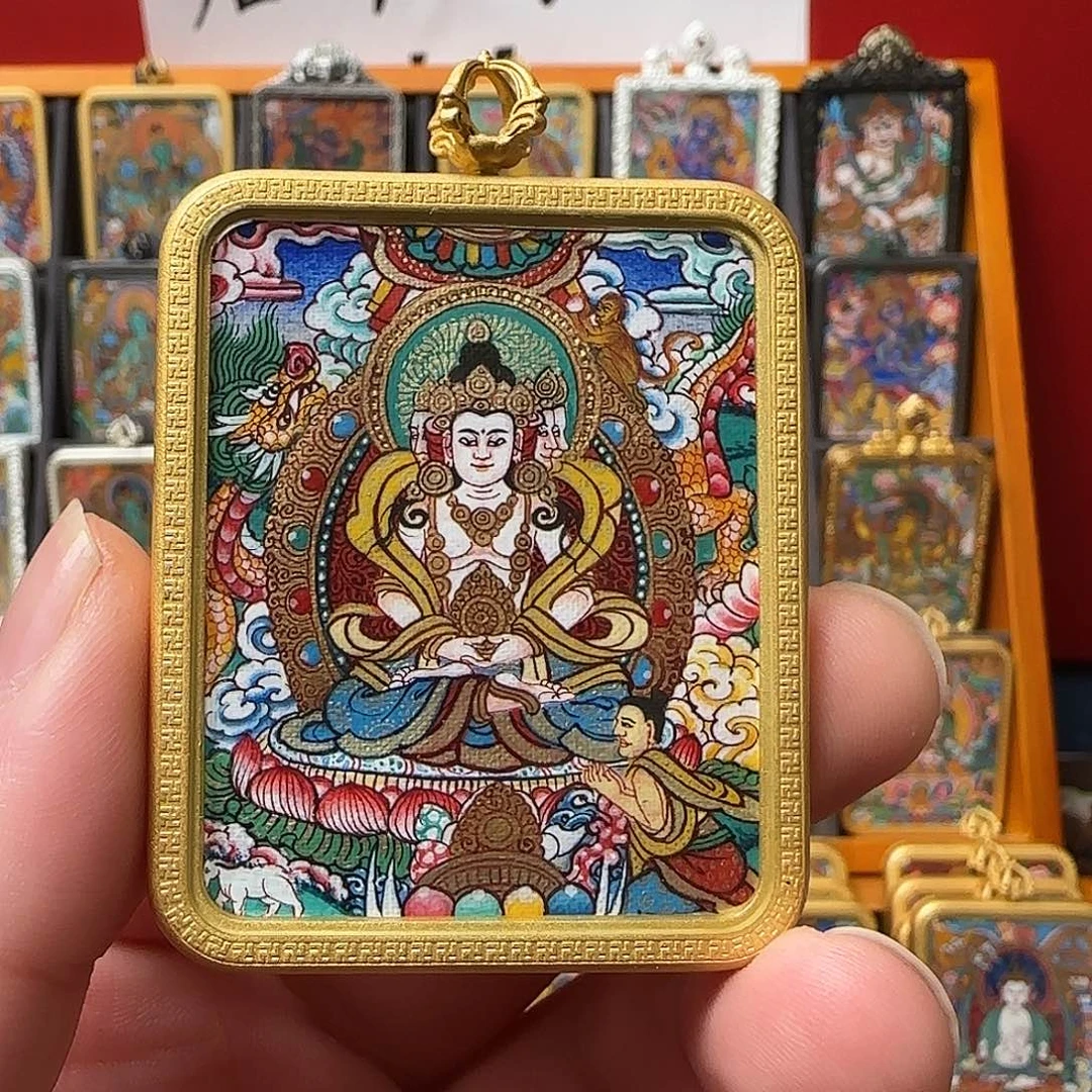 吊坠隆*大日唐卡，热贡纯手绘