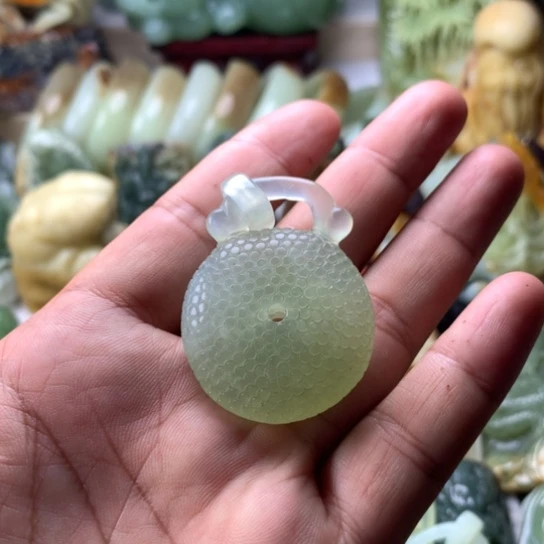华***昆蛇纹石玉未镶嵌岫玉手把件