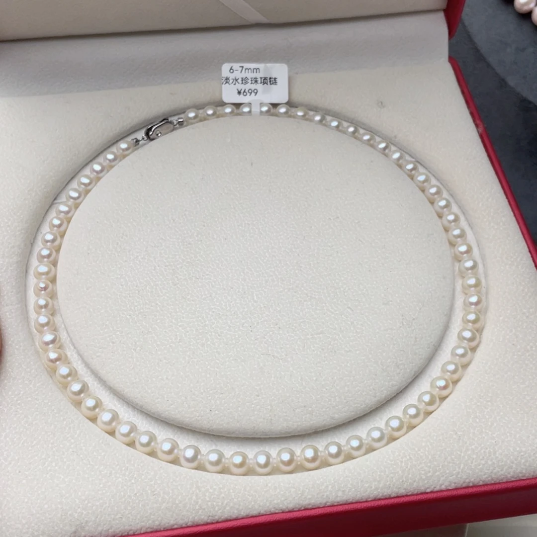 淡水珍珠银S925镶嵌颈饰6-7