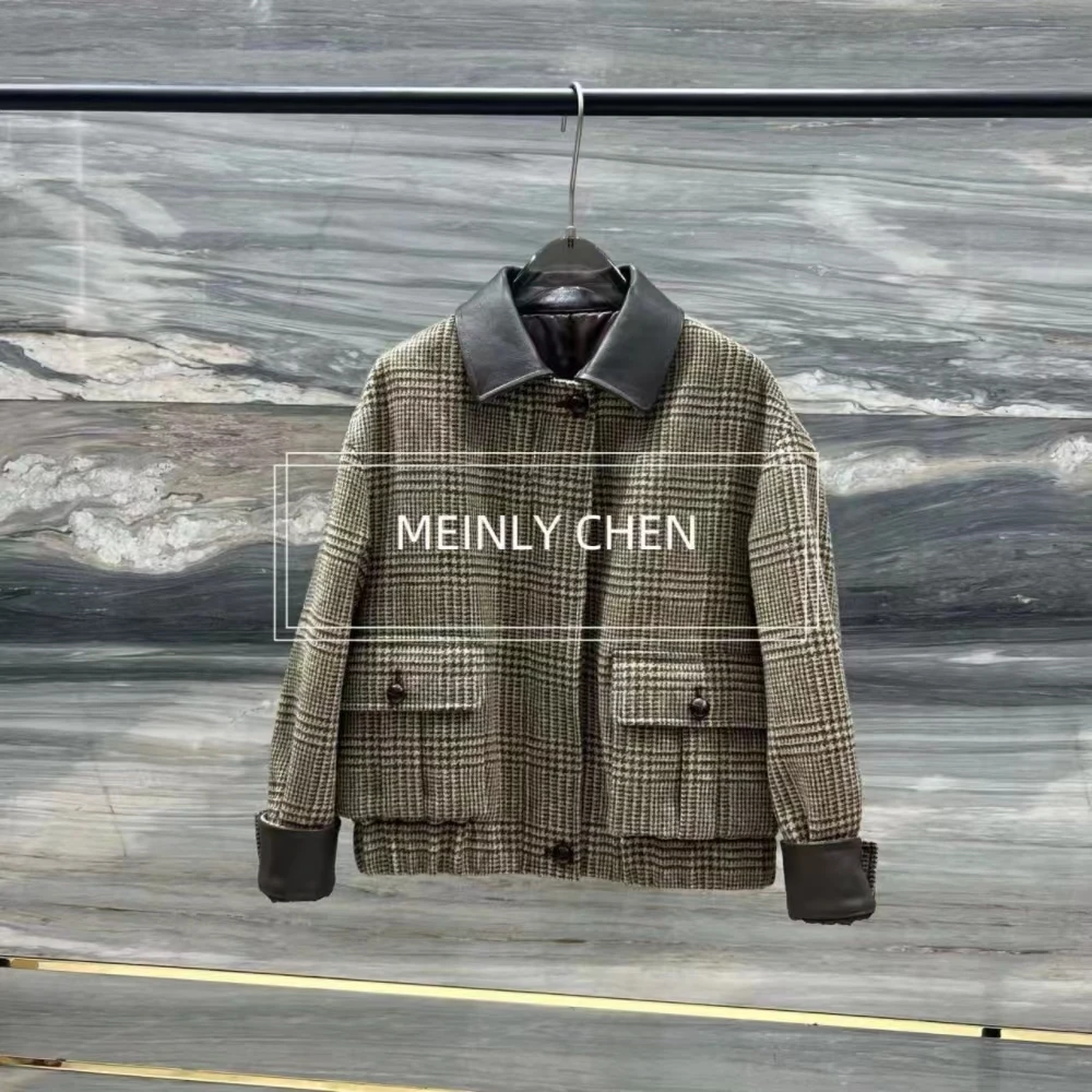 【MEINLY  CHEN】高端设计师款时尚潮流百搭经典格子短外套823768