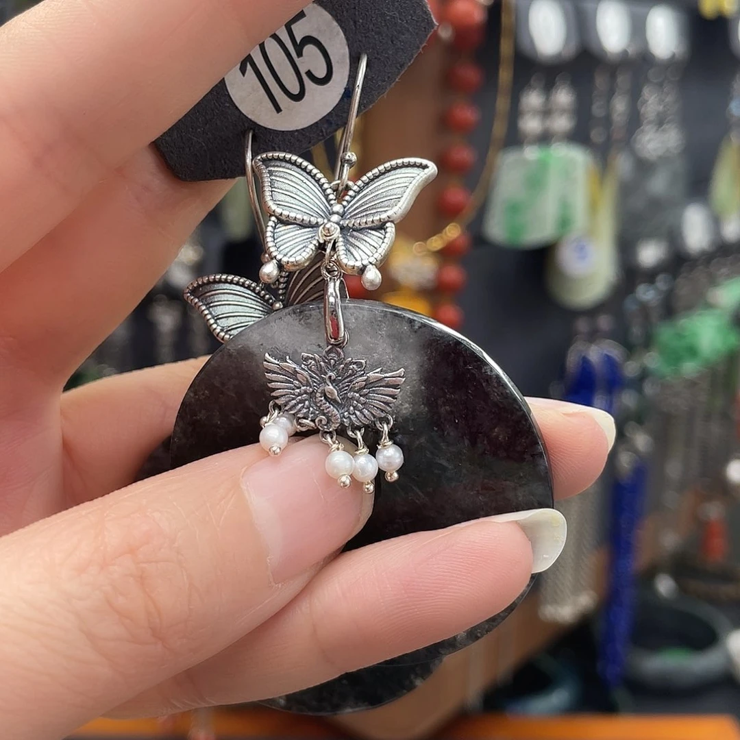 翡翠耳饰银S925镶嵌杨*芳528fhjjhj