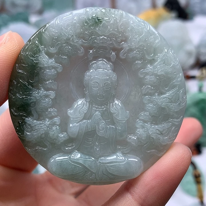 翡翠未镶嵌颈饰九龙观音福利