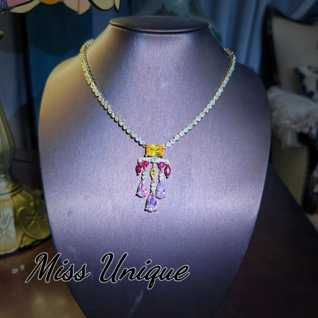 S2341三色粉黄香水瓶子项链