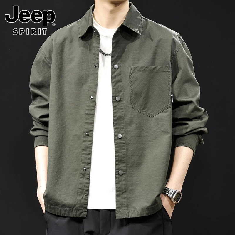 jeep吉普美式休闲衬衫外套2025新款春季衣服大码男士日系百搭上衣