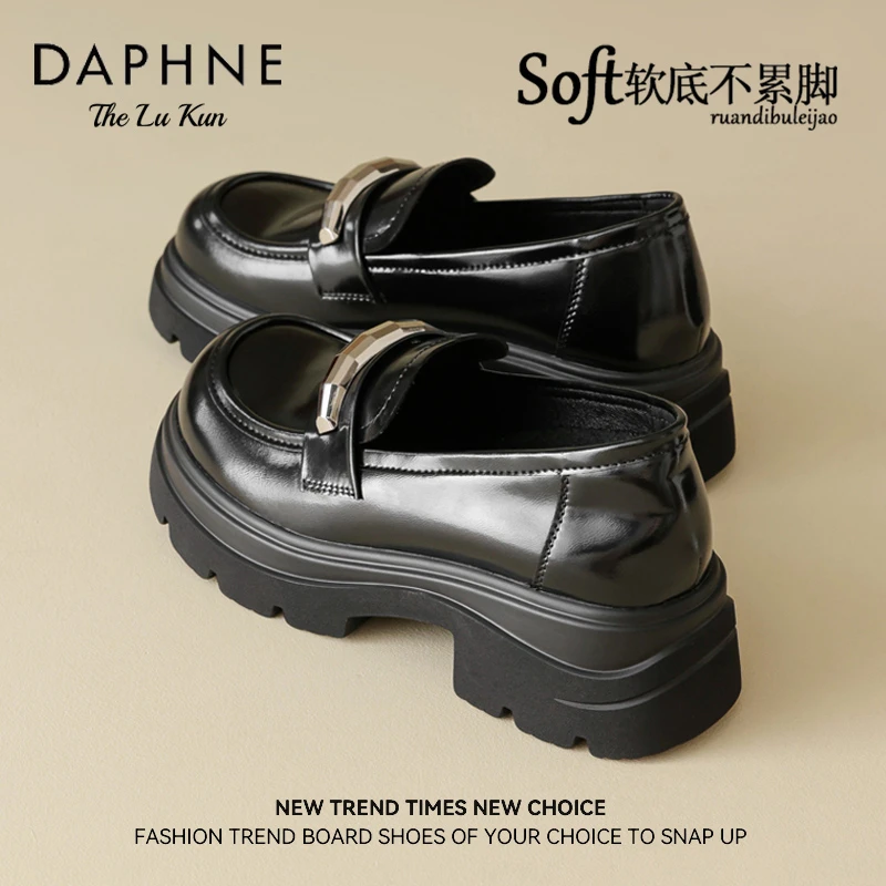 达芙妮厚底乐福鞋女2025新款学院英伦风小皮鞋一脚蹬玛丽珍单鞋KQ