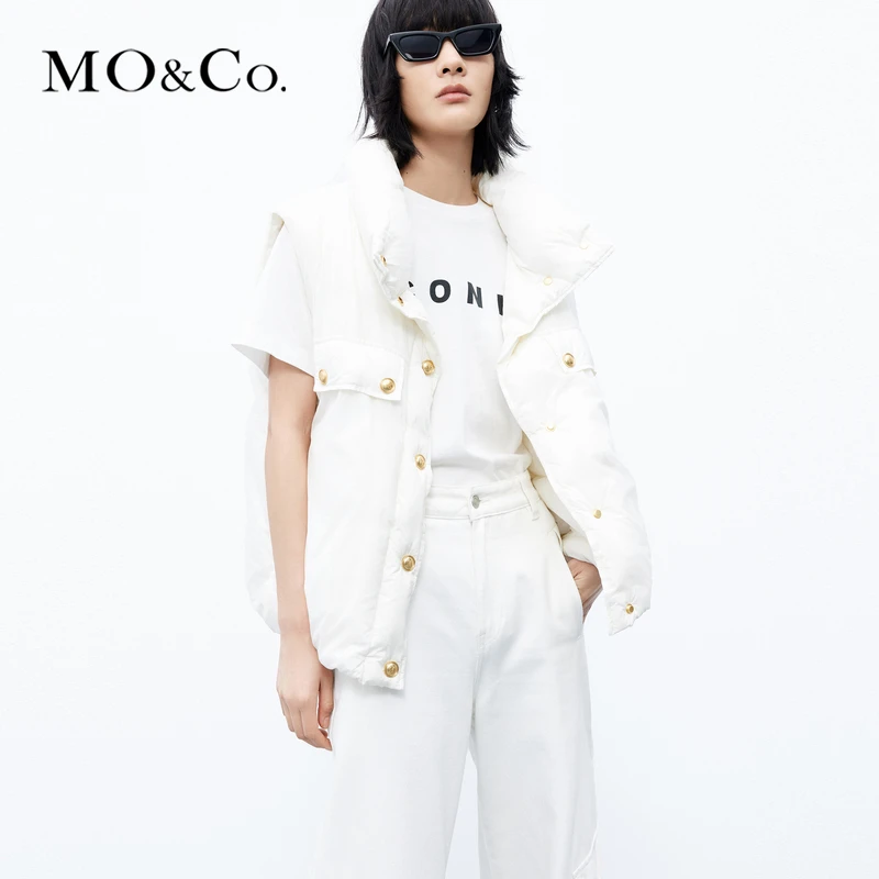 【诗语专属】MOCO秋防寒高领含鸭绒羽绒服马甲外套MBC3EIN001