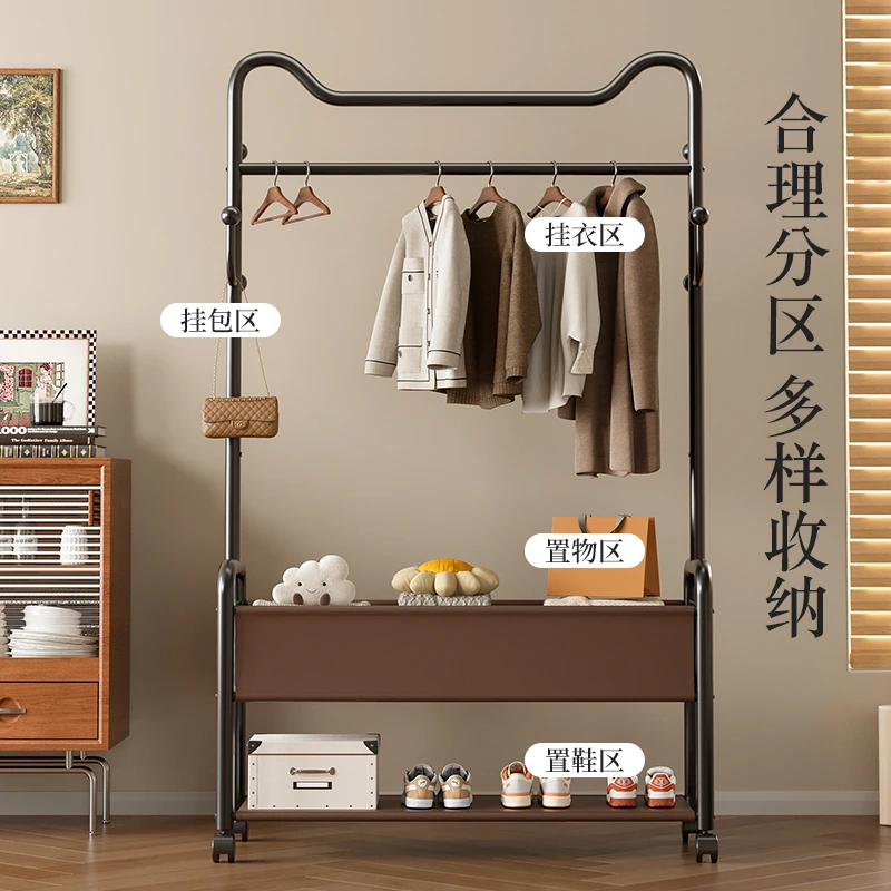 晾衣架落地卧室可移动简易衣帽架室内房间挂衣架子家用衣服收纳架