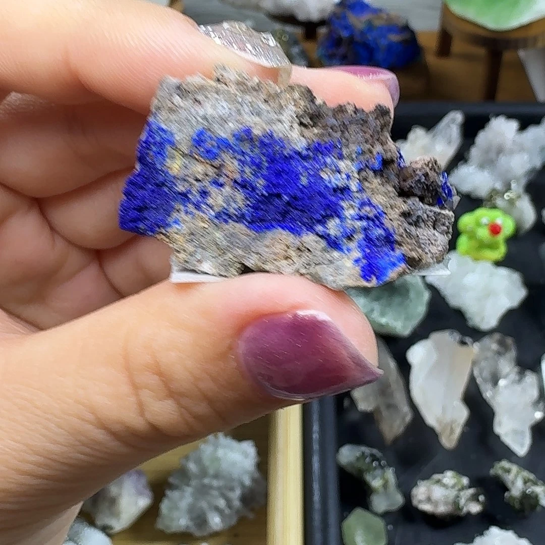 石材蓝铜矿石摆件