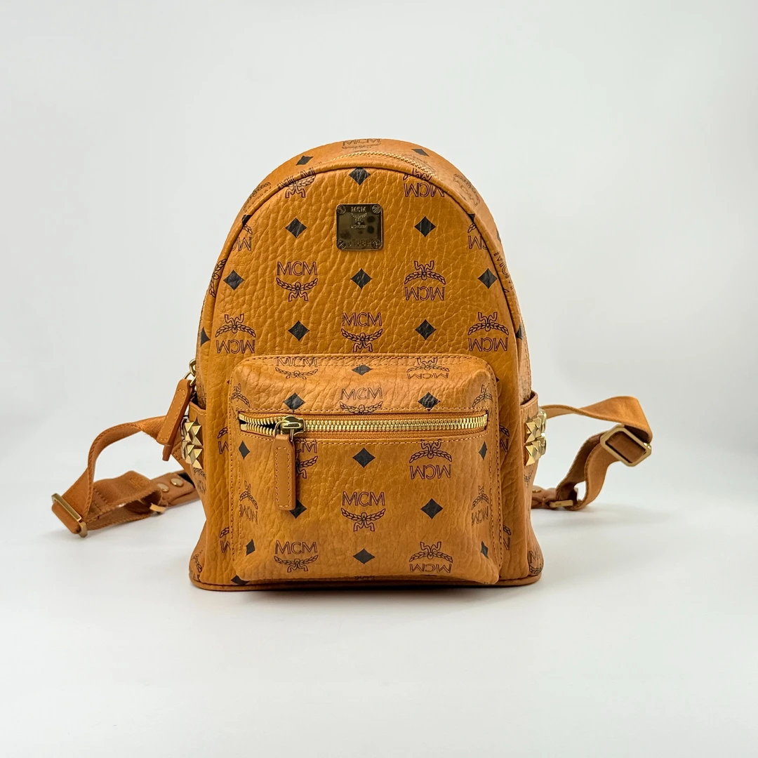 99新 MCM 干邑色mini双肩背包0168P（1001200210012002）