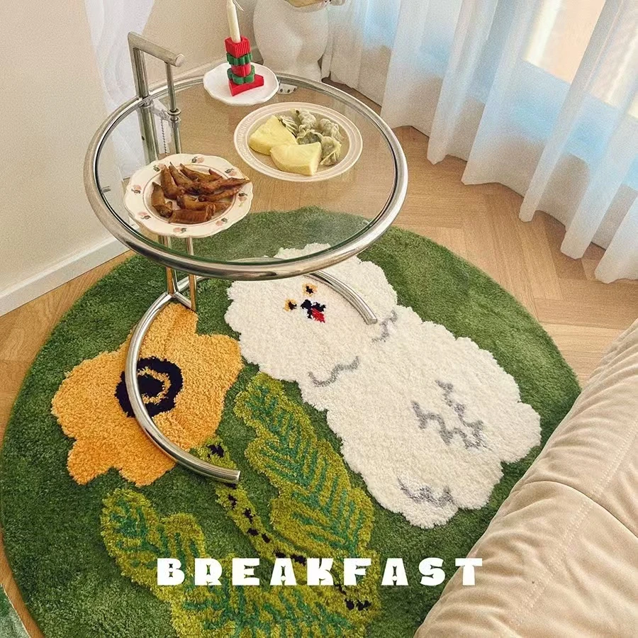 比熊可爱儿童房书房座椅垫学习椅圆形地垫