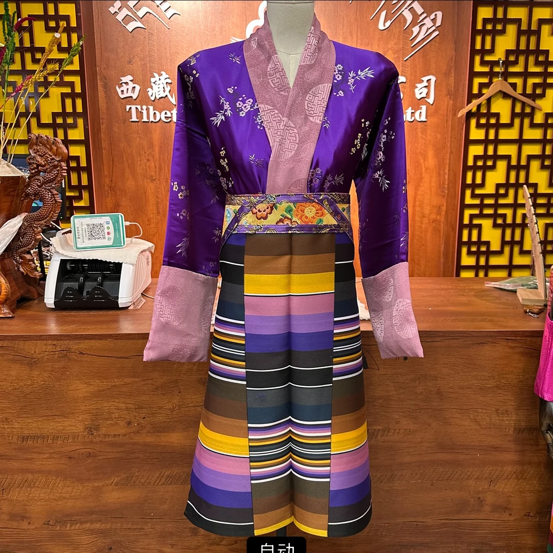 均码能穿到150斤绸缎民族传统服饰甲鲁长款衬衣夏天可以当外套