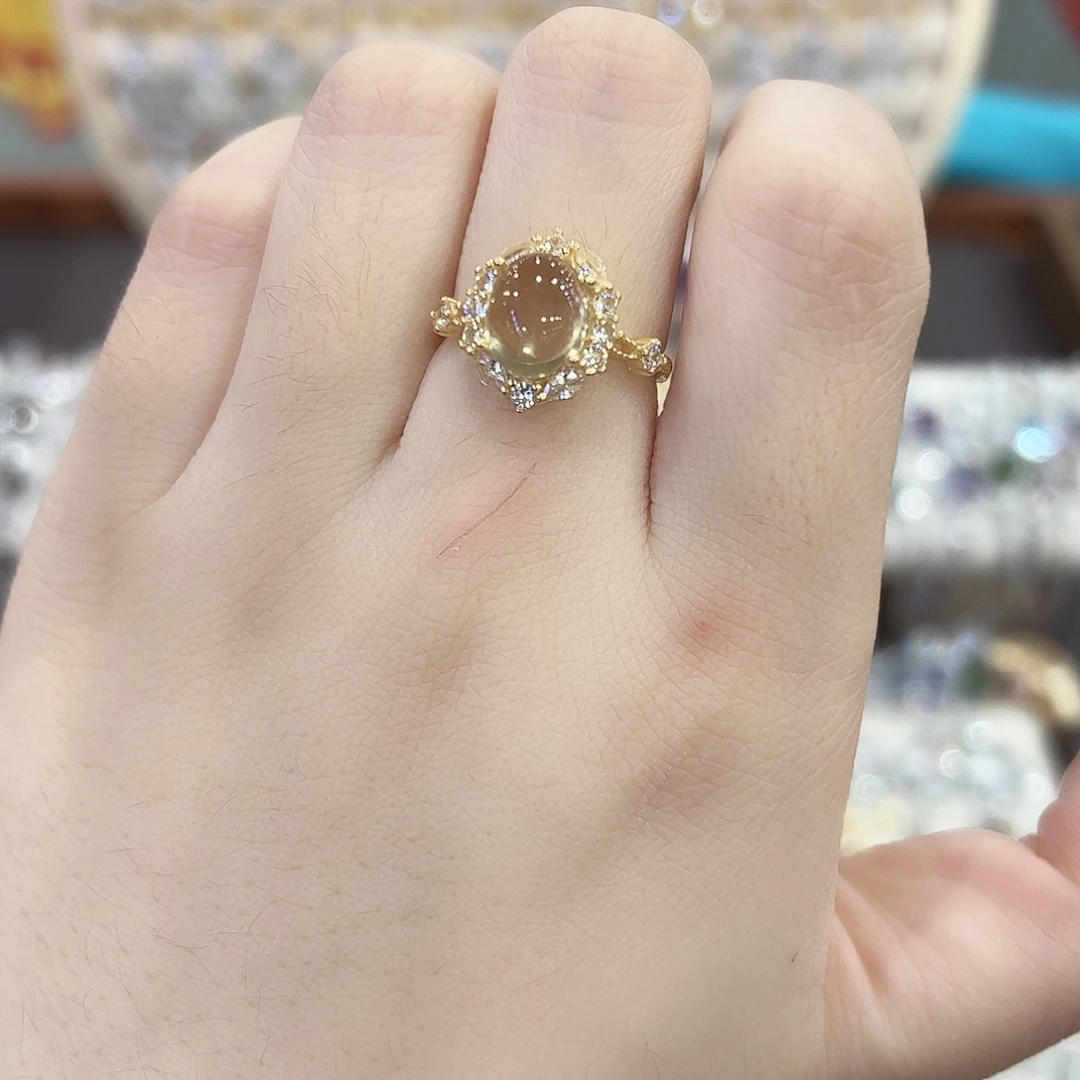 戒指黄晶银S925镶嵌