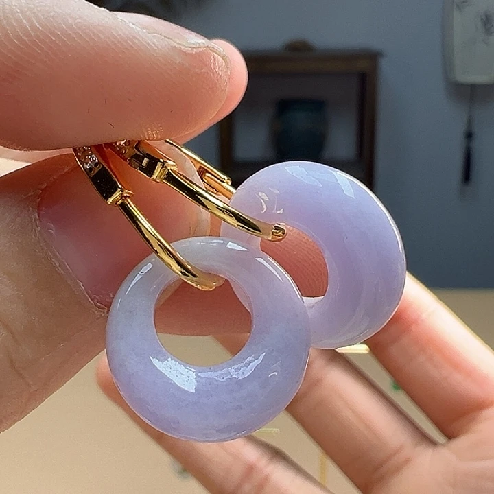 翡翠耳饰银S925镶嵌.*雨耳饰