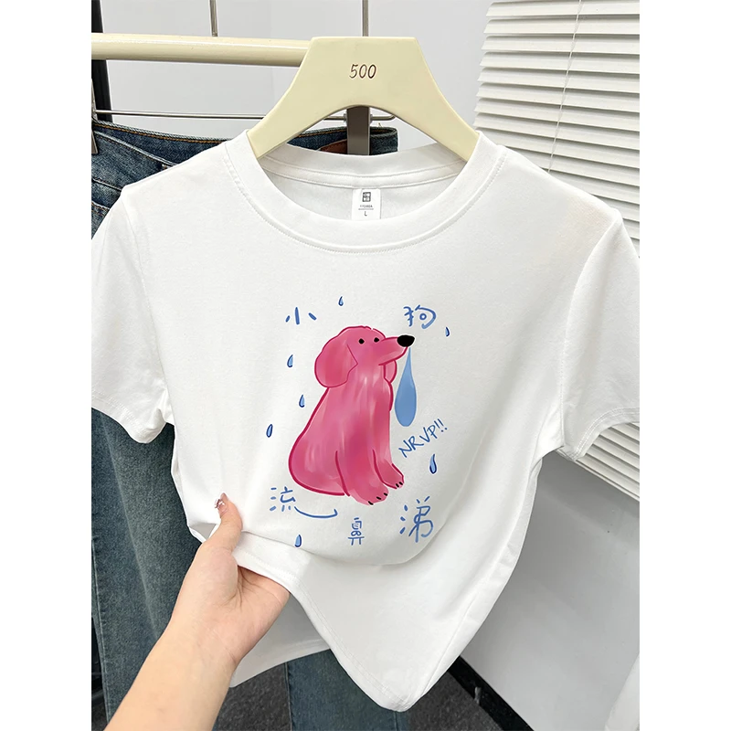 白色正肩短袖t恤女夏季新款韩版设计感休闲洋气百搭圆领大码上衣