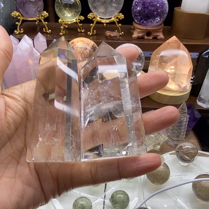 海***忆未镶嵌水晶摆件天然白水晶柱2