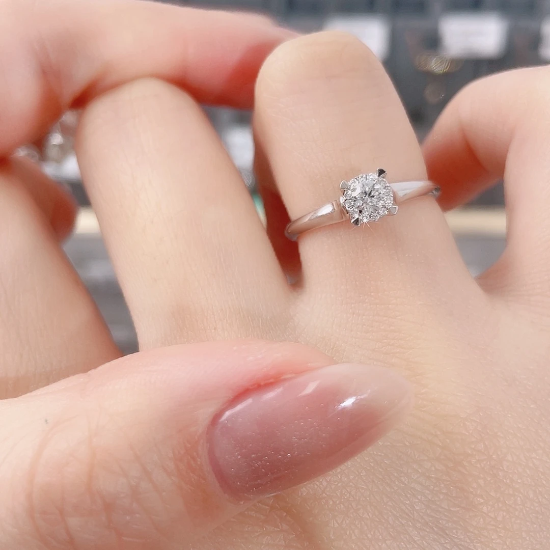 天然钻石戒指/指环18K金镶嵌H17080452