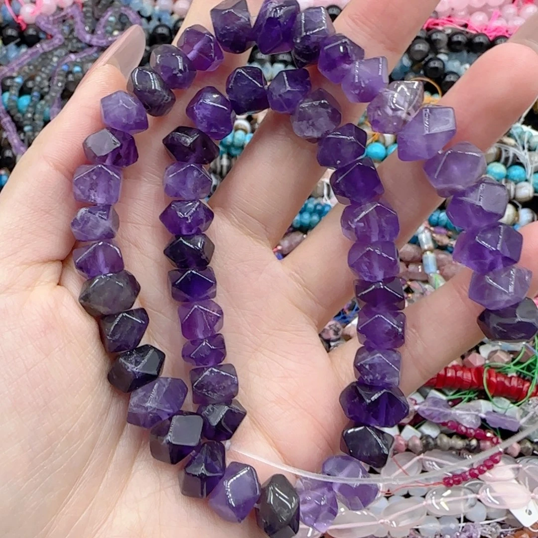 玛瑙/玉髓未镶嵌珠宝半成品紫水晶冲角一条特价