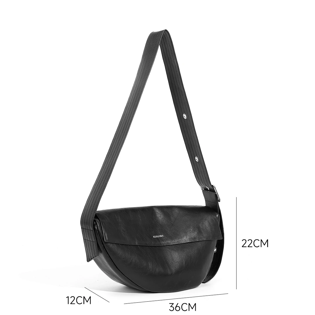 沐爷家——3018自留时尚款潮款款肩带休闲百搭黑色斜挎包包