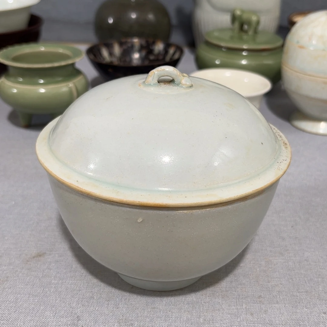 放***我摆件湖田窑青白釉盖碗