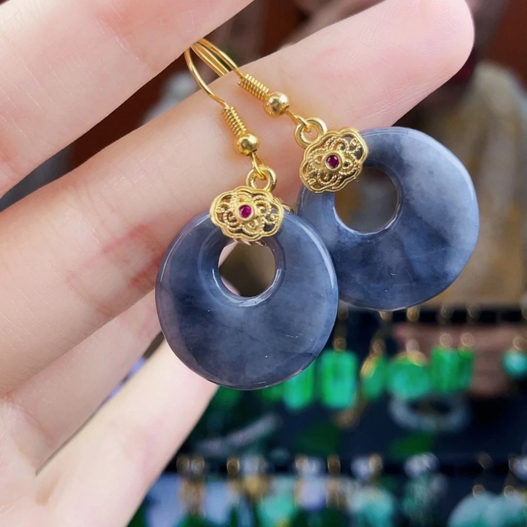 翡翠未镶嵌耳饰饰品